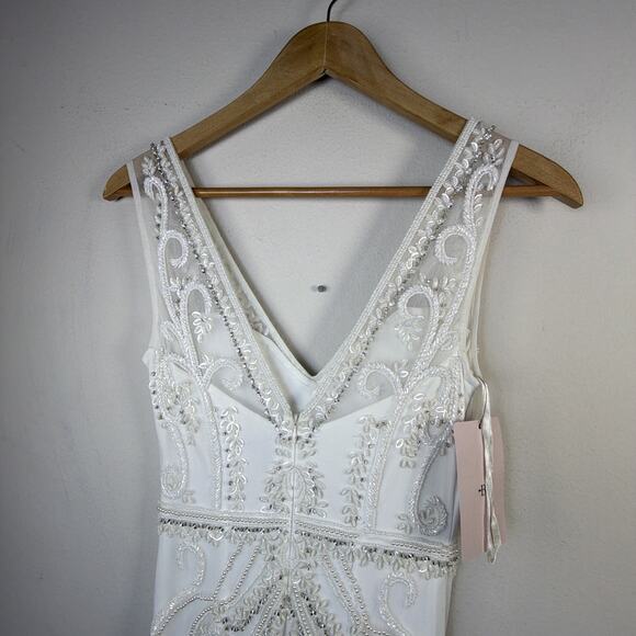 Anthropologie BHLDN Sorrento Bridal Wedding Dress Size 2 white beaded pearl NWT - Picture 9 of 16